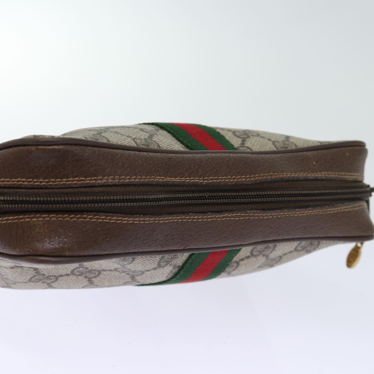 GUCCI GG Supreme Web Sherry Line Clutch Bag PVC Beige 63 01 012 Auth yk12088