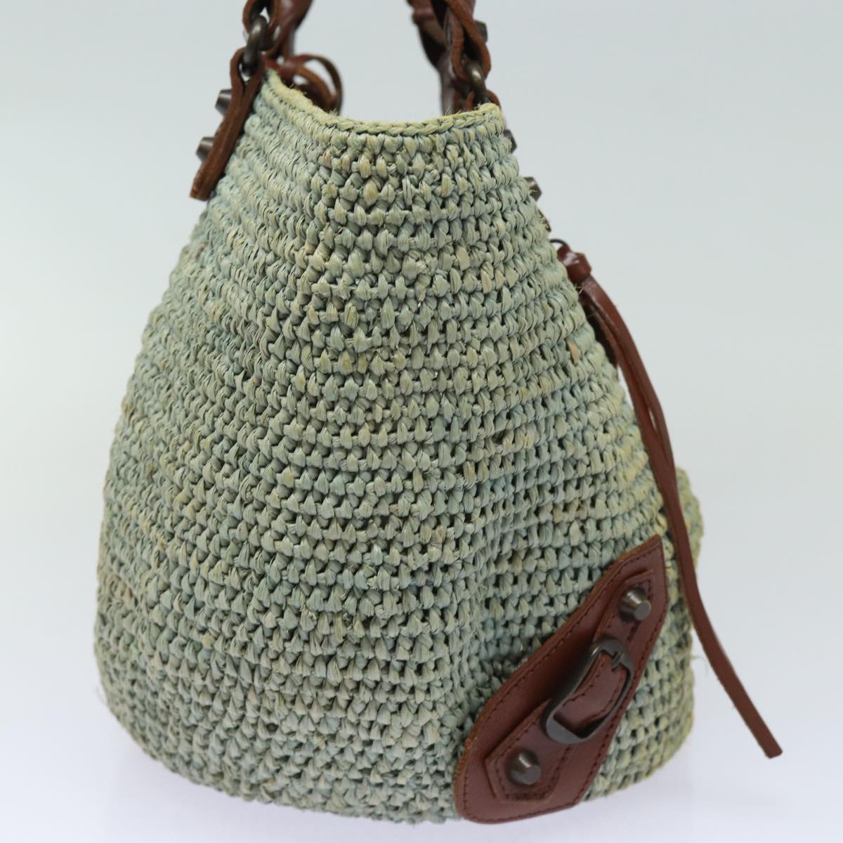 balenciaga Hand Bag Raffia Blue 236741 Auth yk13377