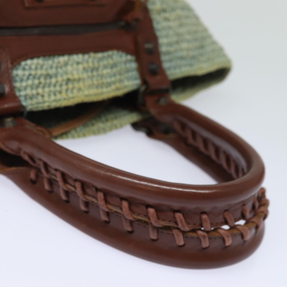 balenciaga Hand Bag Raffia Blue 236741 Auth yk13377