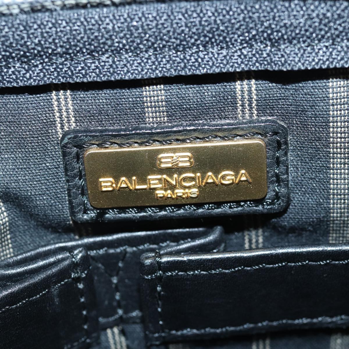 balenciaga Clutch Bag Leather Black Gold Auth yk14401