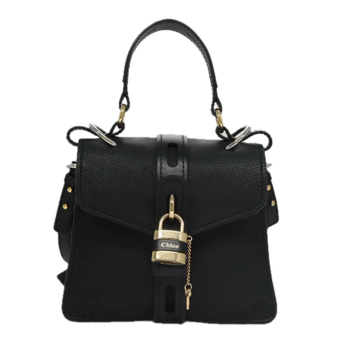 Chloe Small Day Abbey Hand Bag Leather 2way Black yk16365A