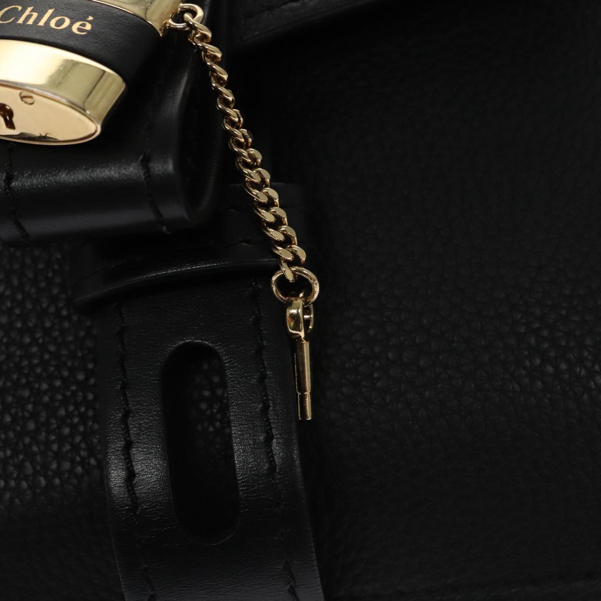 Chloe Small Day Abbey Hand Bag Leather 2way Black yk16365A
