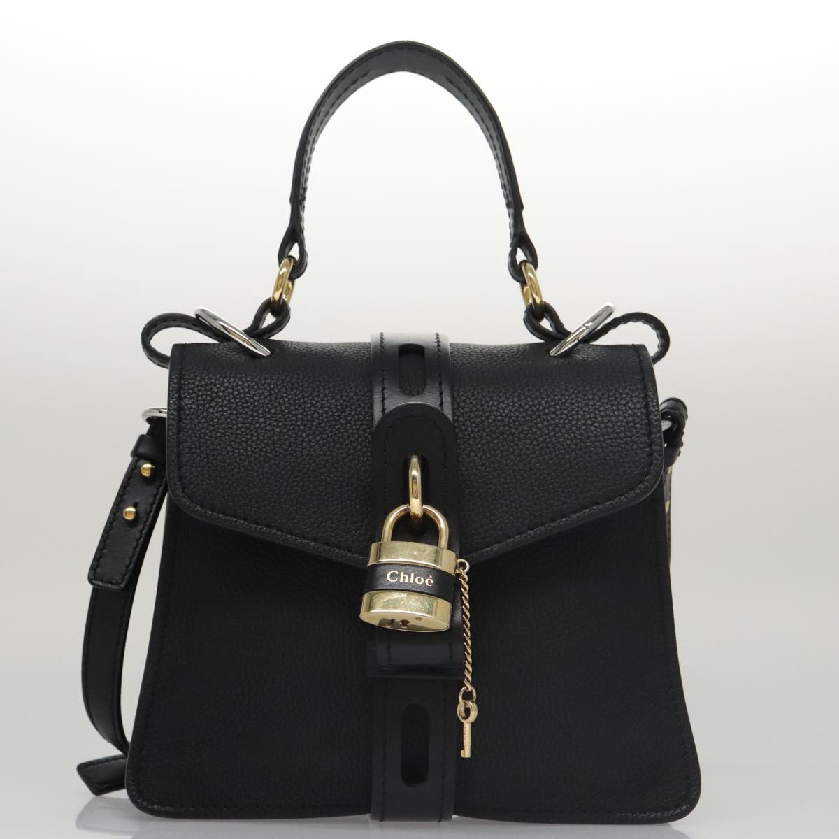 Chloe Small Day Abbey Hand Bag Leather 2way Black yk16365A