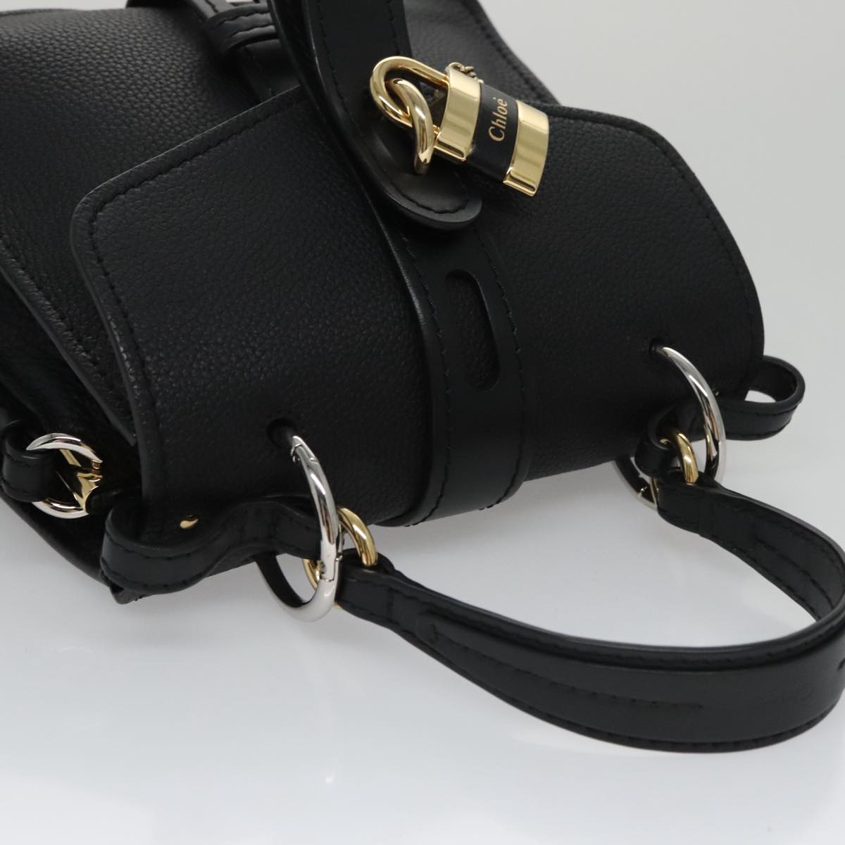 Chloe Small Day Abbey Hand Bag Leather 2way Black yk16365A