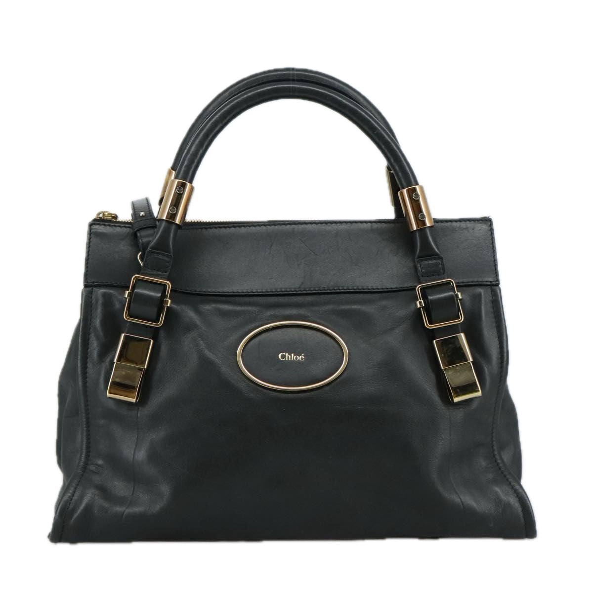Chloe Victoria Hand Bag Leather 2way Black yk16517