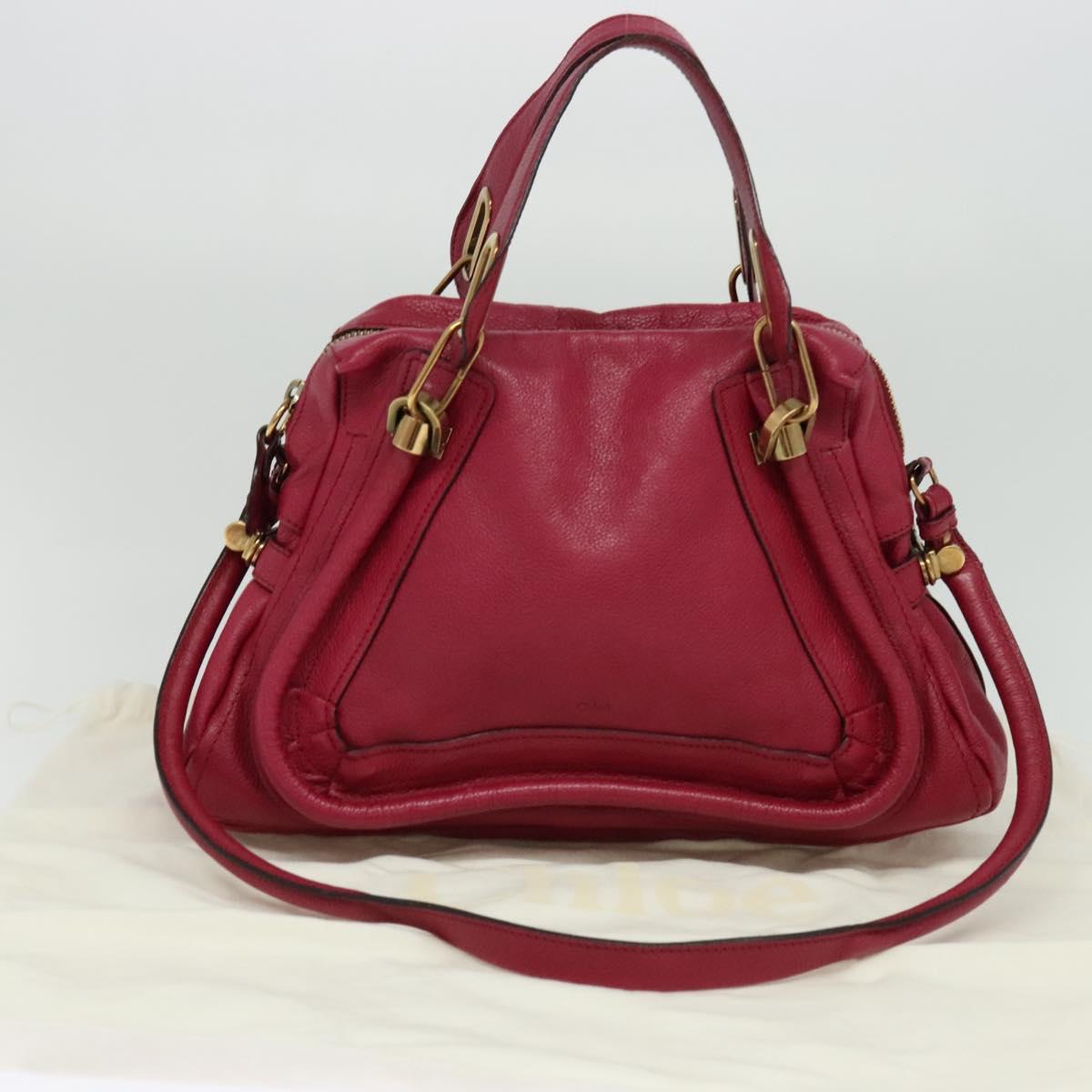 Chloe Paraty Hand Bag Leather 2way Pink Gold yk17155