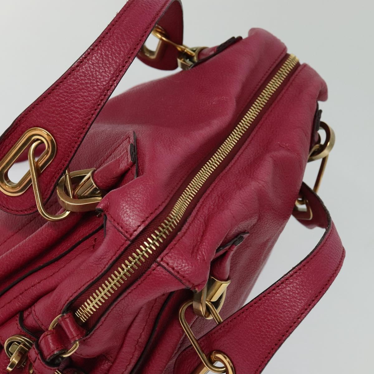 Chloe Paraty Hand Bag Leather 2way Pink Gold yk17155