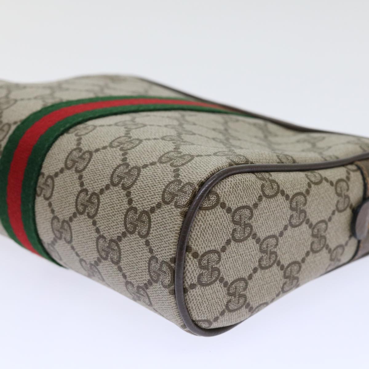 GUCCI Gg Canvas Web Sherry Line Clutch Bag Beige Red 63 01 012 Auth Yk8363b