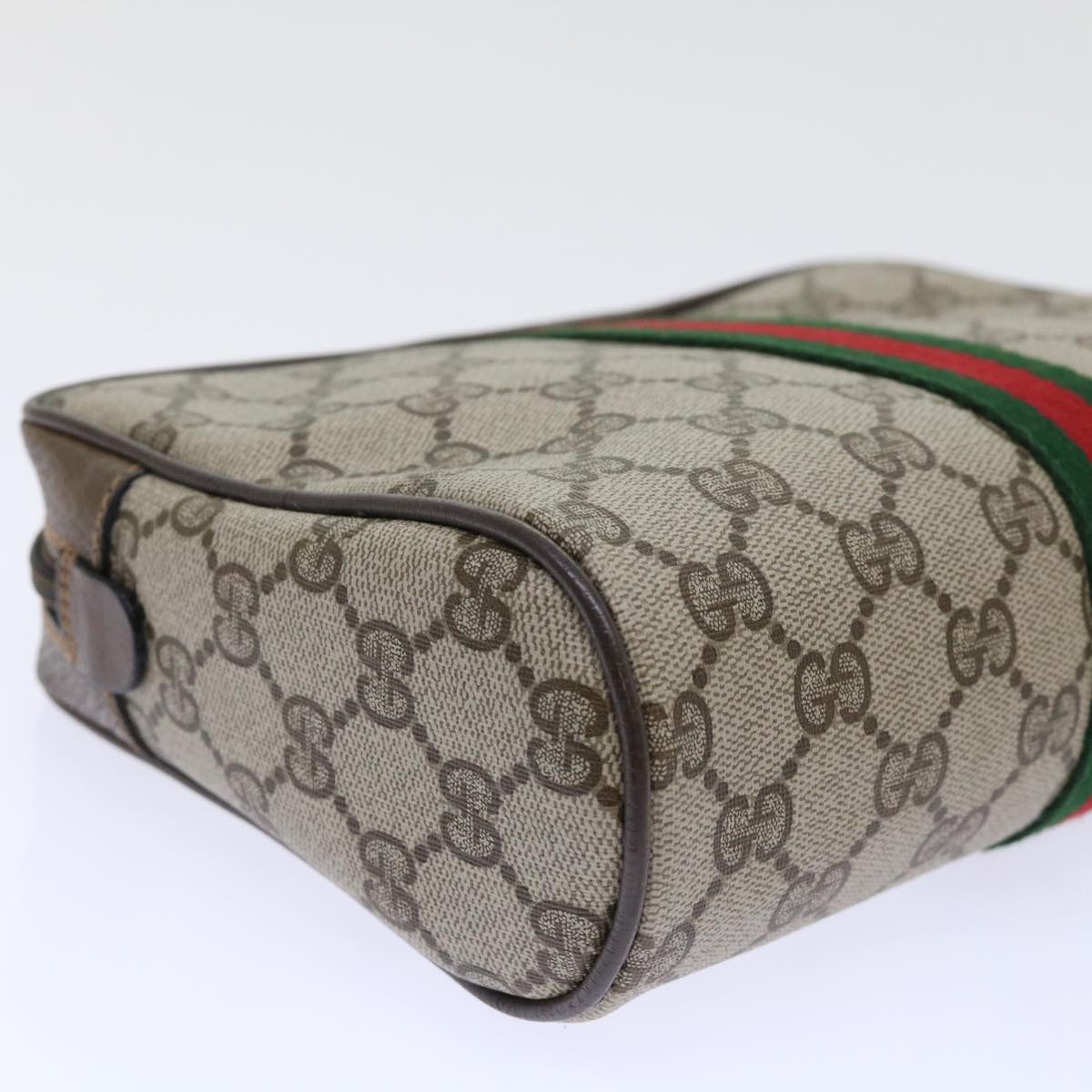 GUCCI Gg Canvas Web Sherry Line Clutch Bag Beige Red 63 01 012 Auth Yk8363b