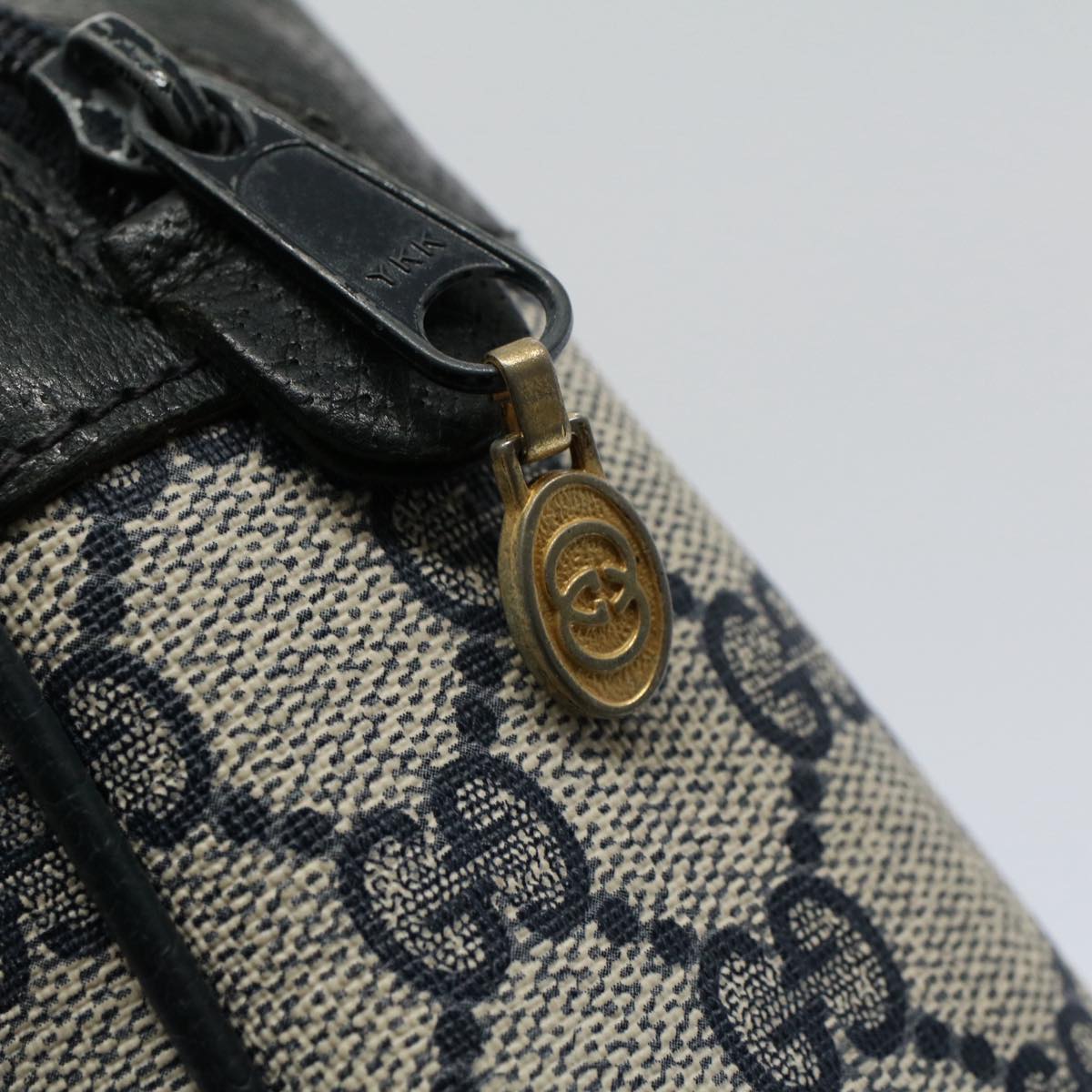 GUCCI GG Canvas Sherry Line Clutch Bag Red Navy gray 14.014.3553 Auth yk8501