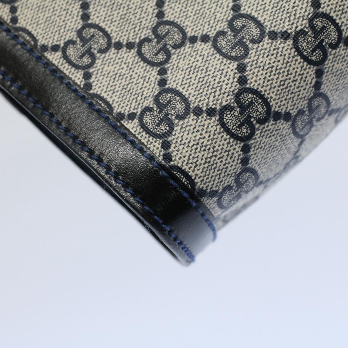 GUCCI GG Canvas Sherry Line Clutch Bag Red Navy gray 67.014.3087 Auth yk8536