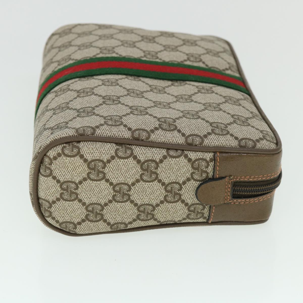 GUCCI Gg Canvas Web Sherry Line Clutch Bag Beige Red Green 89 01 012 Auth Yk8753